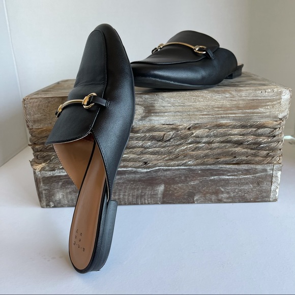 black buckle mules